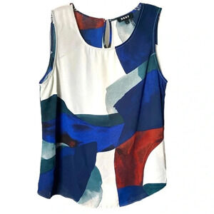 DKNY | Vibrant Sleeveless Crew-Neck Abstract Top Size L